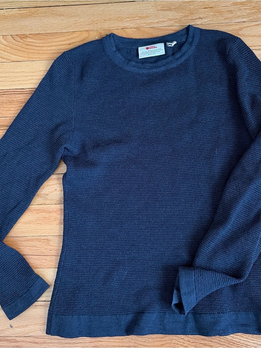 Navy Crewneck Merino Wool Knit Sweater - fjallraven high coast